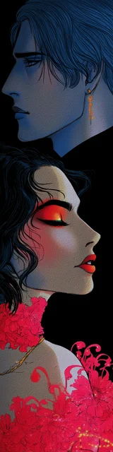 Free dark romance bookmark featuring two vampires facing away from each other